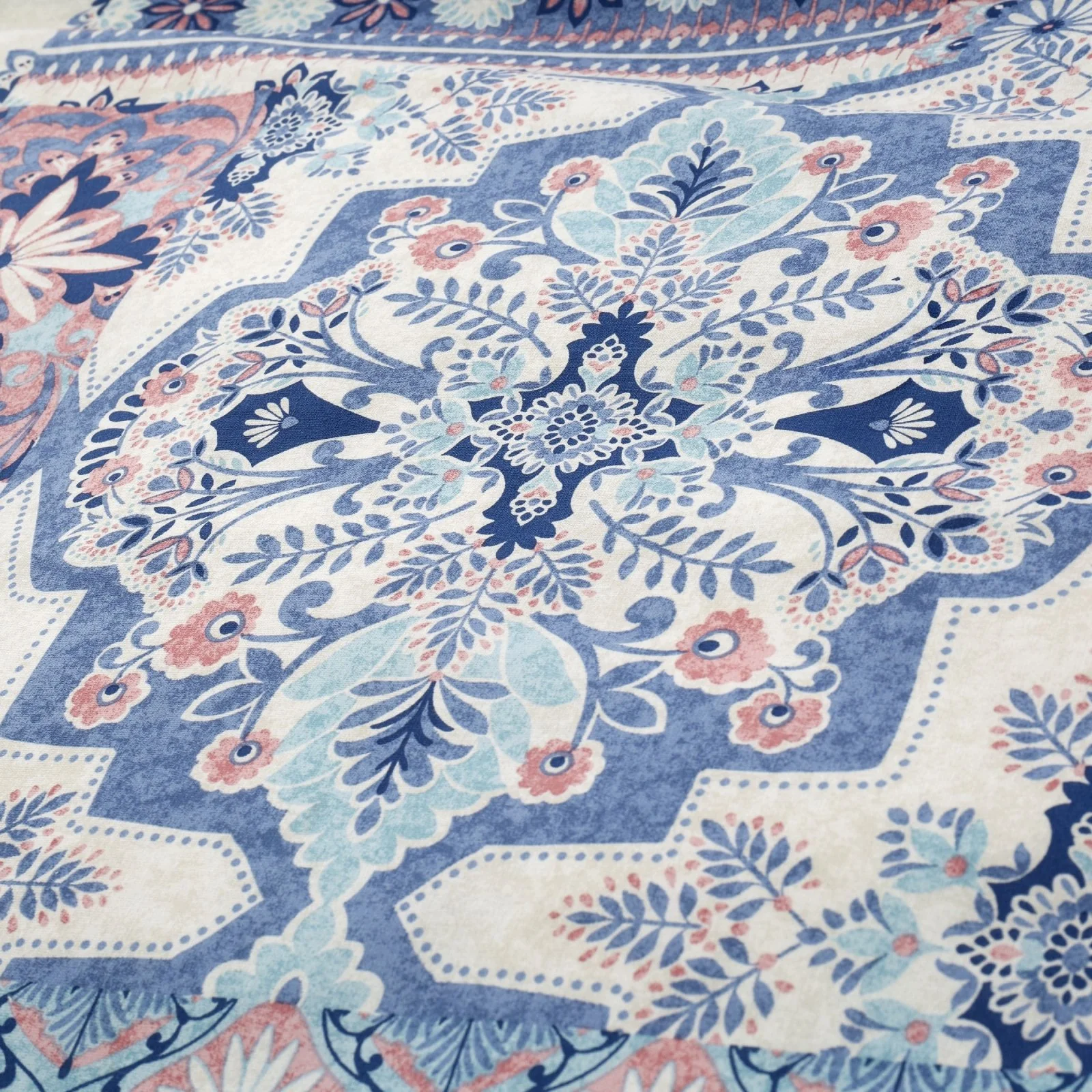Catherine Lansfield Reversible Boho Blue Patchwork Double Bedding Set - Image 4